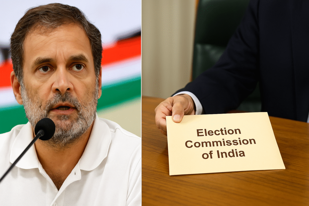 Rahul Gandhi Allegations पर चुनाव आयोग ने शपथ पत्र मांगा, वोट चोरी के आरोपों को गुमराह करने वाला बताया, विपक्ष कर रहा प्रदर्शन।