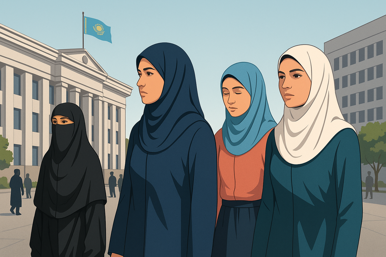 Kazakhstan Hijab Ban कजाकिस्तान ने सार्वजनिक जगहों पर हिजाब और बुर्का पहनने पर रोक लगाई, स्कूलों में पहले से ही हिजाब पर पाबंदी थी।