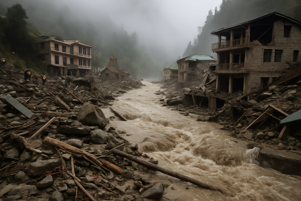 Uttarkashi Cloudburst से धराली, हर्षिल, सुक्खी गांवों में भारी तबाही, 100+ लापता, 1500 साल पुराना मंदिर नष्ट, सेना के जवान भी लापता